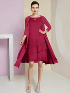 A-Line/Princess Jewel Neck Knee-Length Mother of the Bride Dresses by Dreamylily