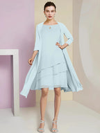A-Line/Princess Jewel Neck Knee-Length Mother of the Bride Dresses by Dreamylily