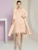 A-Line/Princess Jewel Neck Knee-Length Mother of the Bride Dresses by Dreamylily
