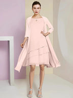 A-Line/Princess Jewel Neck Knee-Length Mother of the Bride Dresses by Dreamylily