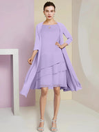 A-Line/Princess Jewel Neck Knee-Length Mother of the Bride Dresses by Dreamylily