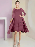A-Line/Princess Jewel Neck Knee-Length Mother of the Bride Dresses by Dreamylily