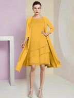 A-Line/Princess Jewel Neck Knee-Length Mother of the Bride Dresses by Dreamylily