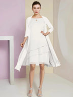 A-Line/Princess Jewel Neck Knee-Length Mother of the Bride Dresses by Dreamylily