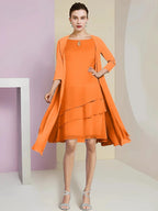 A-Line/Princess Jewel Neck Knee-Length Mother of the Bride Dresses by Dreamylily