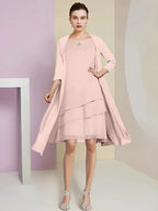 A-Line/Princess Jewel Neck Knee-Length Mother of the Bride Dresses by Dreamylily