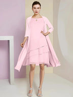 A-Line/Princess Jewel Neck Knee-Length Mother of the Bride Dresses by Dreamylily