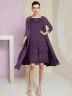A-Line/Princess Jewel Neck Knee-Length Mother of the Bride Dresses by Dreamylily
