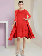 A-Line/Princess Jewel Neck Knee-Length Mother of the Bride Dresses by Dreamylily