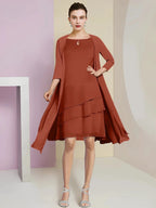 A-Line/Princess Jewel Neck Knee-Length Mother of the Bride Dresses by Dreamylily