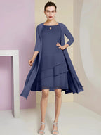 A-Line/Princess Jewel Neck Knee-Length Mother of the Bride Dresses by Dreamylily