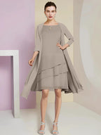 A-Line/Princess Jewel Neck Knee-Length Mother of the Bride Dresses by Dreamylily