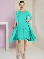 A-Line/Princess Jewel Neck Knee-Length Mother of the Bride Dresses by Dreamylily