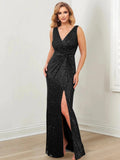 Sheath/Column V-Neck Floor-Length Mother of the Bride Dresses by Dreamylily