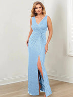Sheath/Column V-Neck Floor-Length Mother of the Bride Dresses by Dreamylily