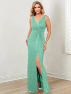 Sheath/Column V-Neck Floor-Length Mother of the Bride Dresses by Dreamylily