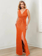 Sheath/Column V-Neck Floor-Length Mother of the Bride Dresses by Dreamylily