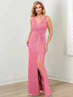 Sheath/Column V-Neck Floor-Length Mother of the Bride Dresses by Dreamylily