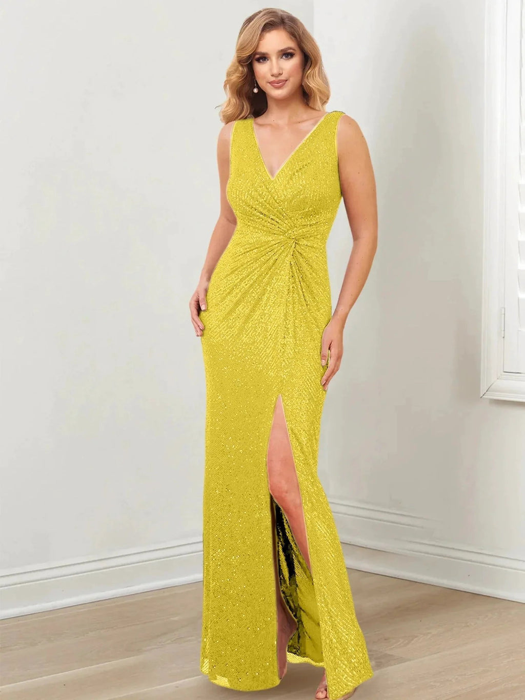 Sheath/Column V-Neck Floor-Length Mother of the Bride Dresses by Dreamylily