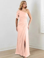 Sheath/Column One-Shoulder Floor-Length Mother of the Bride Dresses by Dreamylily