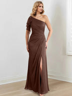 Sheath/Column One-Shoulder Floor-Length Mother of the Bride Dresses by Dreamylily