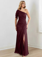 Sheath/Column One-Shoulder Floor-Length Mother of the Bride Dresses by Dreamylily