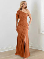 Sheath/Column One-Shoulder Floor-Length Mother of the Bride Dresses by Dreamylily