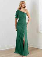 Sheath/Column One-Shoulder Floor-Length Mother of the Bride Dresses by Dreamylily