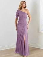 Sheath/Column One-Shoulder Floor-Length Mother of the Bride Dresses by Dreamylily