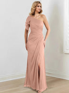 Sheath/Column One-Shoulder Floor-Length Mother of the Bride Dresses by Dreamylily