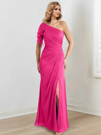 Sheath/Column One-Shoulder Floor-Length Mother of the Bride Dresses by Dreamylily