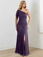 Sheath/Column One-Shoulder Floor-Length Mother of the Bride Dresses by Dreamylily