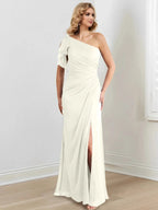 Sheath/Column One-Shoulder Floor-Length Mother of the Bride Dresses by Dreamylily