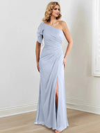 Sheath/Column One-Shoulder Floor-Length Mother of the Bride Dresses by Dreamylily