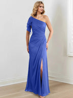 Sheath/Column One-Shoulder Floor-Length Mother of the Bride Dresses by Dreamylily