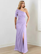 Sheath/Column One-Shoulder Floor-Length Mother of the Bride Dresses by Dreamylily