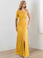 Sheath/Column One-Shoulder Floor-Length Mother of the Bride Dresses by Dreamylily