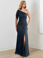 Sheath/Column One-Shoulder Floor-Length Mother of the Bride Dresses by Dreamylily