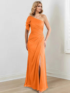 Sheath/Column One-Shoulder Floor-Length Mother of the Bride Dresses by Dreamylily