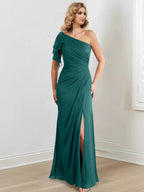 Sheath/Column One-Shoulder Floor-Length Mother of the Bride Dresses by Dreamylily