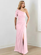 Sheath/Column One-Shoulder Floor-Length Mother of the Bride Dresses by Dreamylily