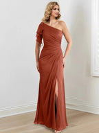 Sheath/Column One-Shoulder Floor-Length Mother of the Bride Dresses by Dreamylily