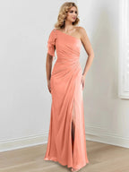Sheath/Column One-Shoulder Floor-Length Mother of the Bride Dresses by Dreamylily