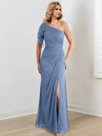 Sheath/Column One-Shoulder Floor-Length Mother of the Bride Dresses by Dreamylily