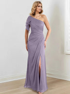 Sheath/Column One-Shoulder Floor-Length Mother of the Bride Dresses by Dreamylily