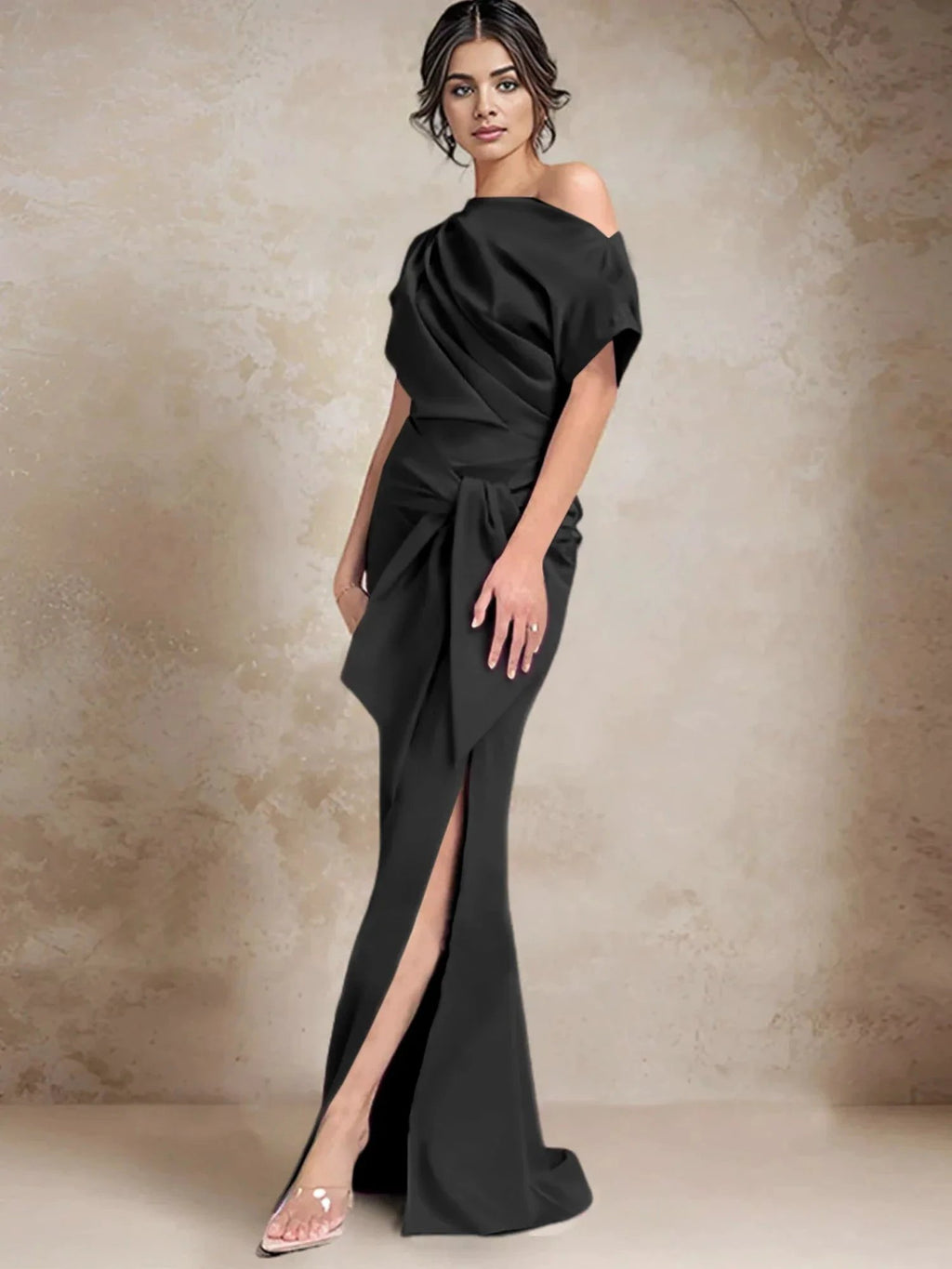 Trumpet/Mermaid One-Shoulder Mother of the Bride Dresses with Split Side by Dreamylily
