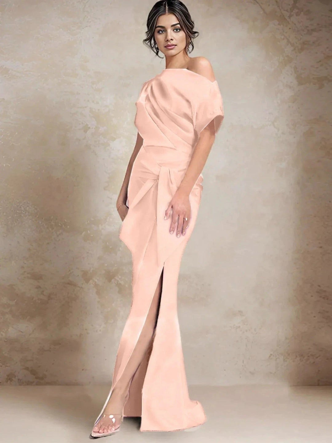 Trumpet/Mermaid One-Shoulder Mother of the Bride Dresses with Split Side by Dreamylily