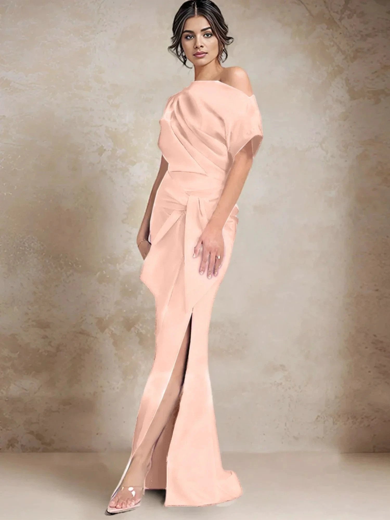 Trumpet/Mermaid One-Shoulder Mother of the Bride Dresses with Split Side by Dreamylily
