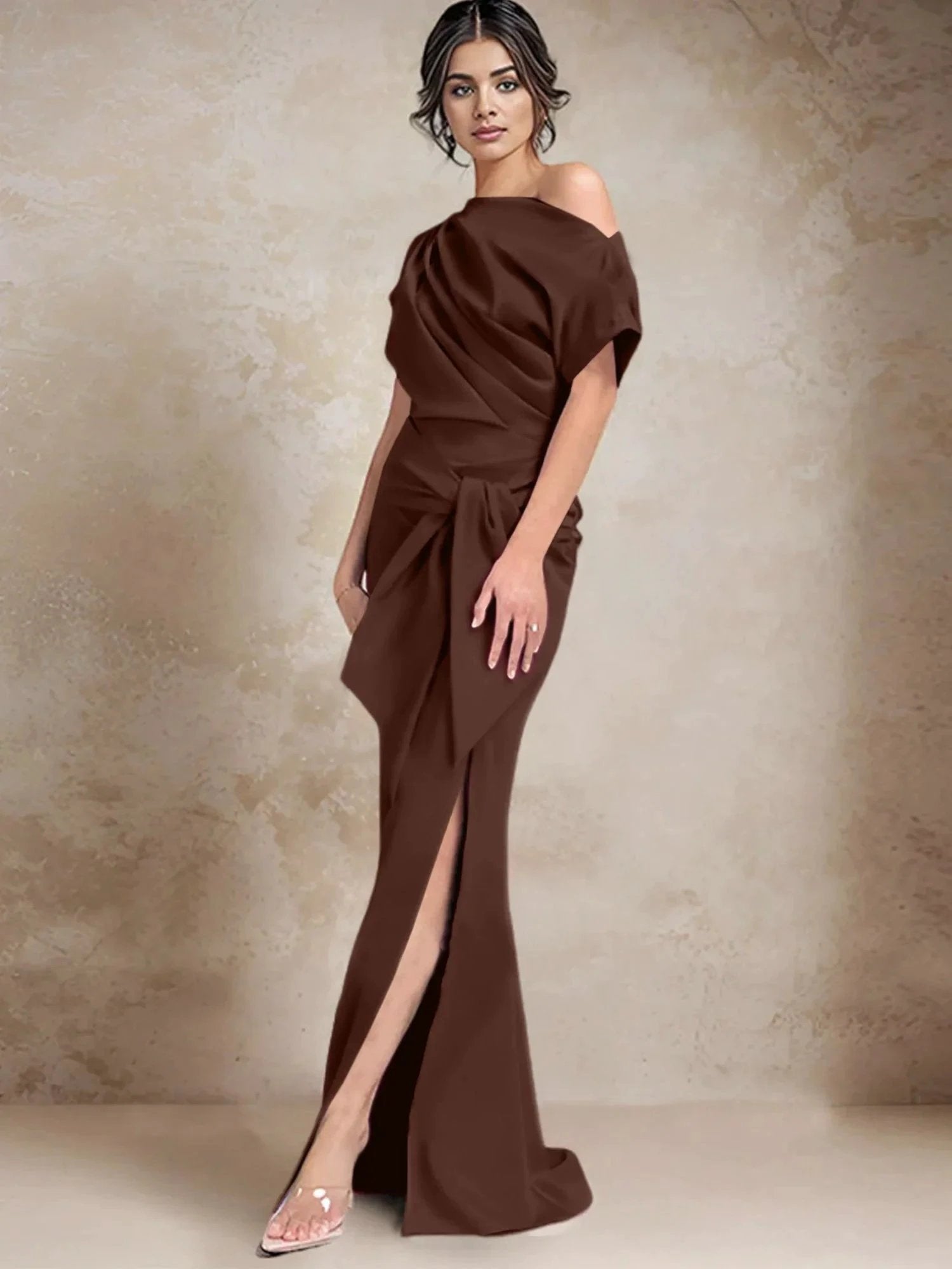 Trumpet/Mermaid One-Shoulder Mother of the Bride Dresses with Split Side by Dreamylily