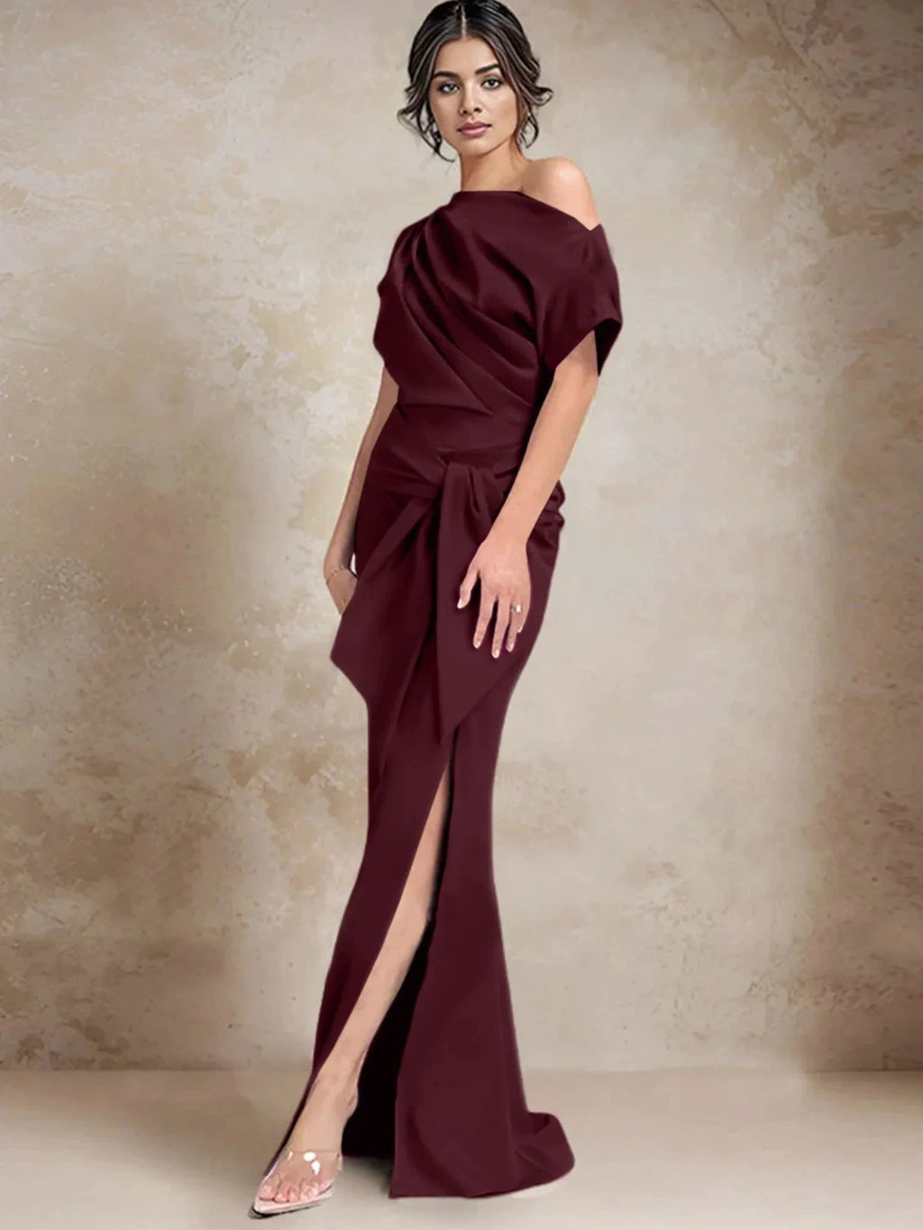 Trumpet/Mermaid One-Shoulder Mother of the Bride Dresses with Split Side by Dreamylily